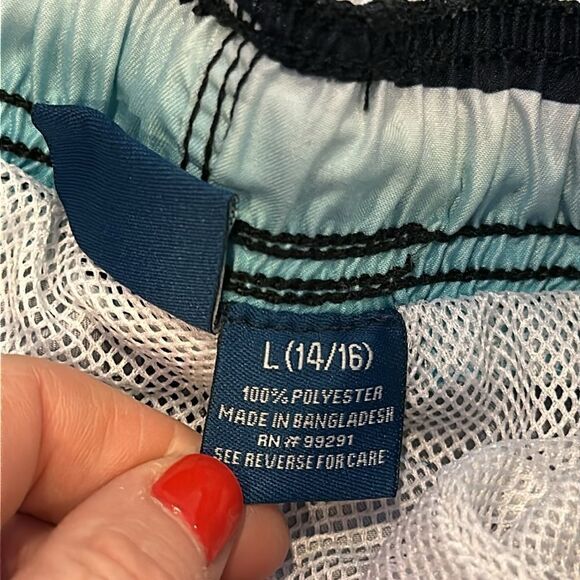 Kanu Boys Shades of Blue, Black & Grey Lined Swim Trunks - Picture 5 of 6